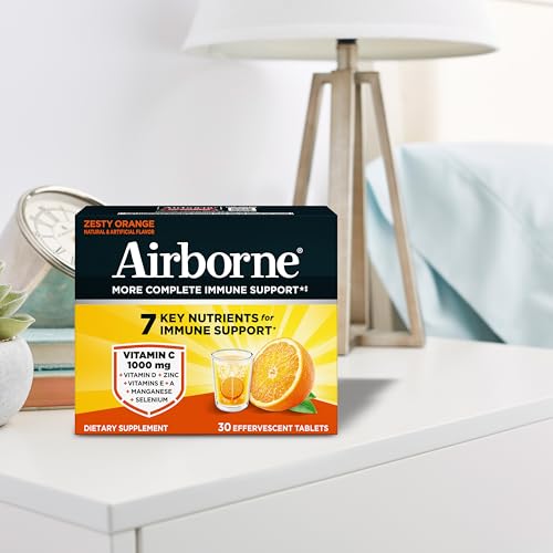 Airborne 1000mg Vitamin C with Vitamin D & Zinc, Sugar Free Multivitamin Immune Support Supplement, Antioxidants Vitamins A C & Vitamin E - PrimeBioHealth - canada supplements