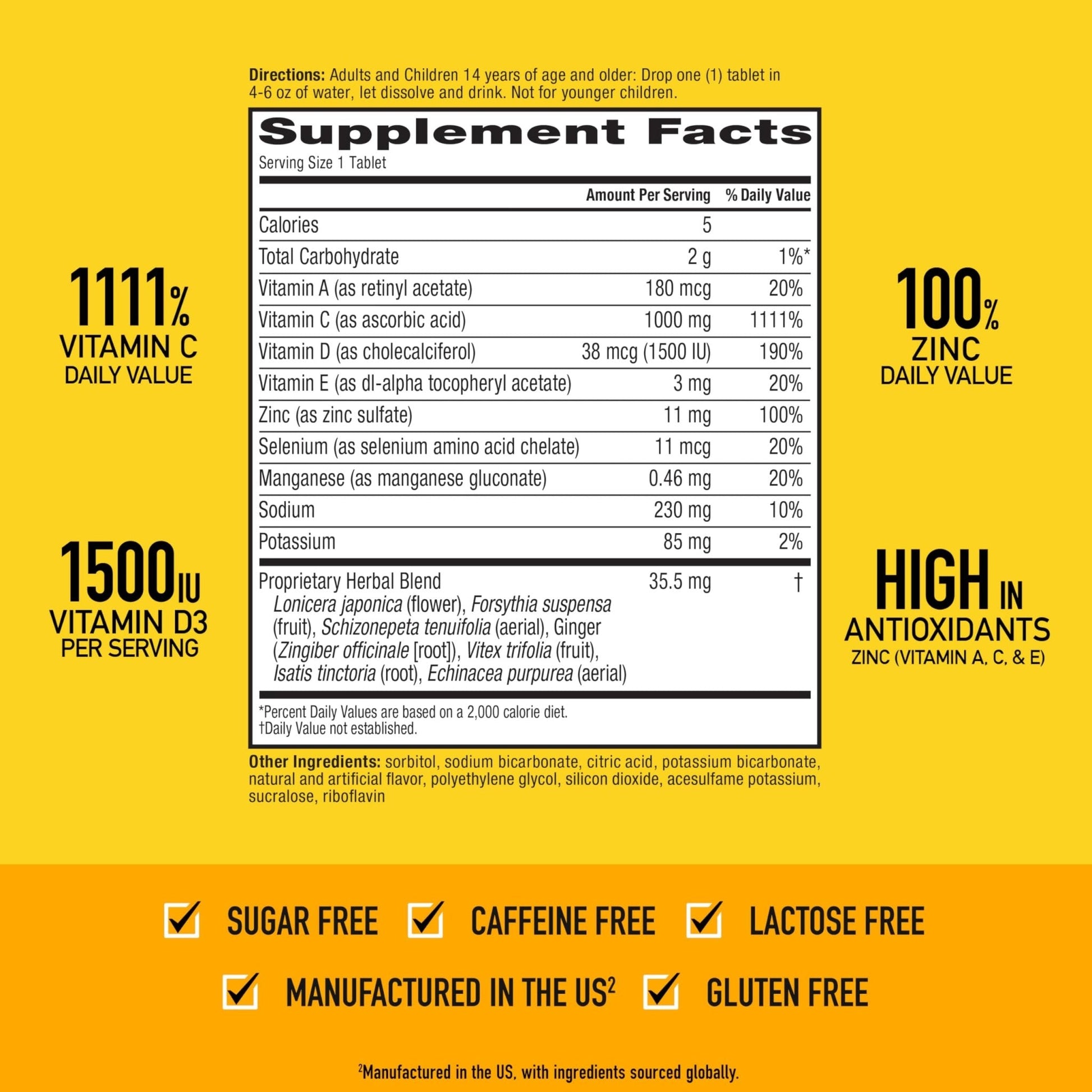 Airborne 1000mg Vitamin C with Vitamin D & Zinc, Sugar Free Multivitamin Immune Support Supplement, Antioxidants Vitamins A C & Vitamin E - PrimeBioHealth - canada supplements