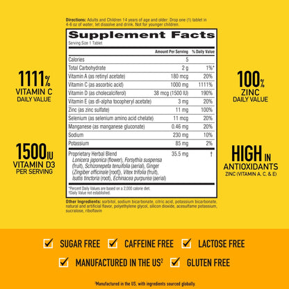 Airborne 1000mg Vitamin C with Vitamin D & Zinc, Sugar Free Multivitamin Immune Support Supplement, Antioxidants Vitamins A C & Vitamin E - PrimeBioHealth - canada supplements