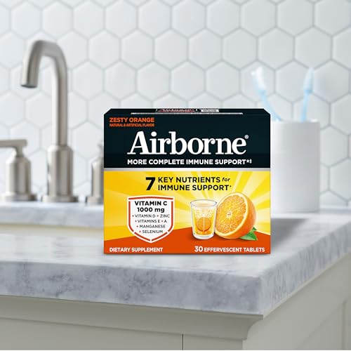 Airborne 1000mg Vitamin C with Vitamin D & Zinc, Sugar Free Multivitamin Immune Support Supplement, Antioxidants Vitamins A C & Vitamin E - PrimeBioHealth - canada supplements