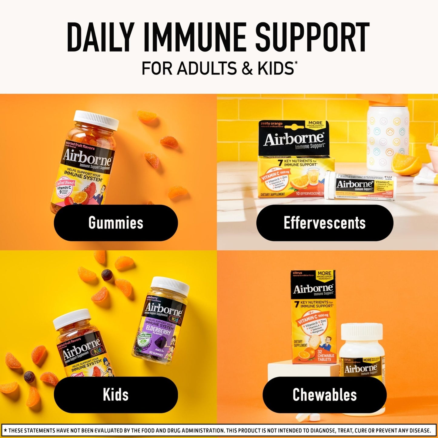 Airborne 1000mg Vitamin C with Vitamin D & Zinc, Sugar Free Multivitamin Immune Support Supplement, Antioxidants Vitamins A C & Vitamin E - PrimeBioHealth - canada supplements