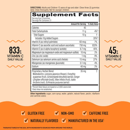Airborne 750mg Vitamin C Gummies for Adults, Immune Support Gummies with Powerful Antioxidants VIT C & E, Caffeine Free - PrimeBioHealth - canada supplements