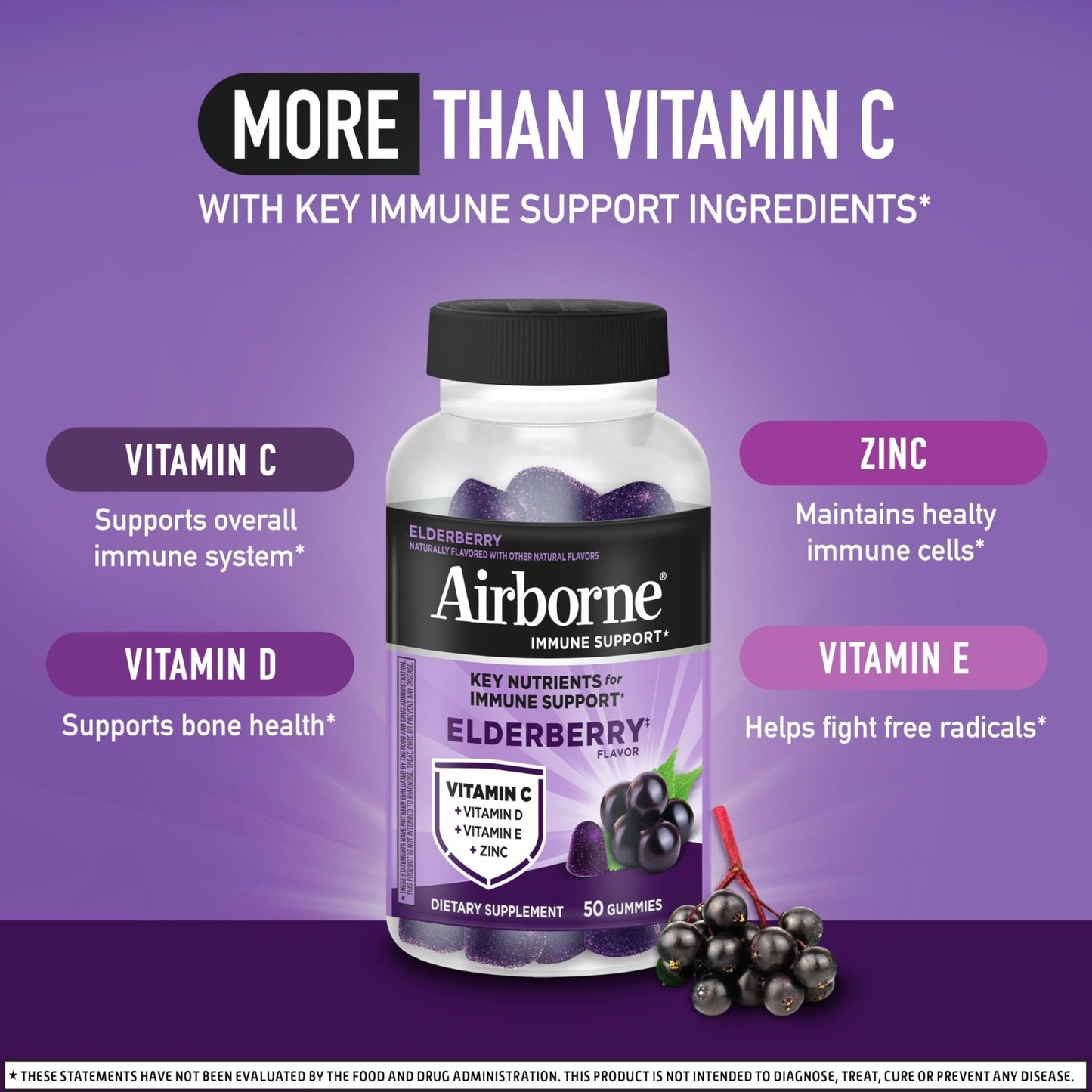 Airborne Elderberry + Zinc & Vitamin C Gummies For Adults, Immune Support Vitamin D & Zinc Gummies With Powerful Antioxidant Vitamins C D & E - PrimeBioHealth - canada supplements