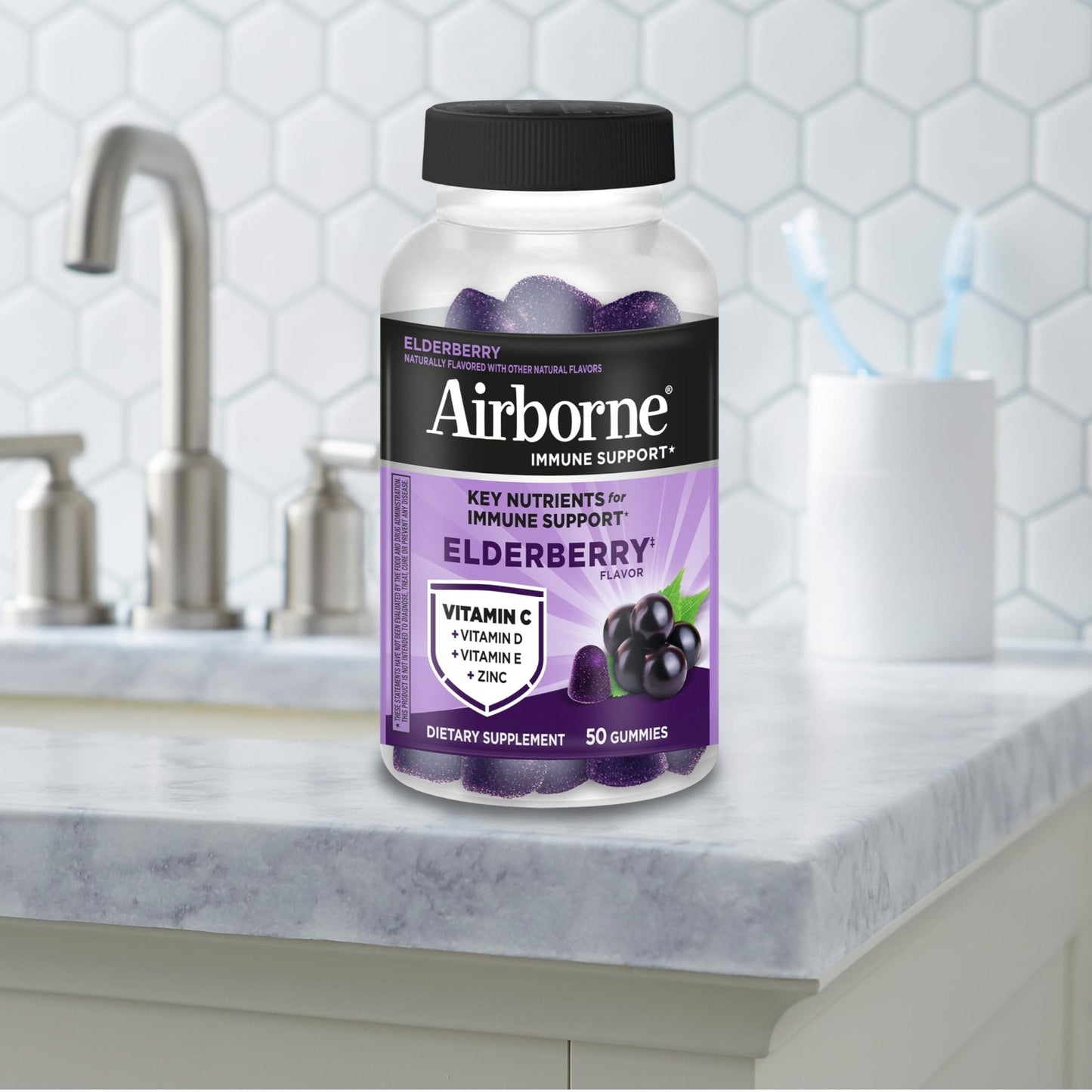 Airborne Elderberry + Zinc & Vitamin C Gummies For Adults, Immune Support Vitamin D & Zinc Gummies With Powerful Antioxidant Vitamins C D & E - PrimeBioHealth - canada supplements