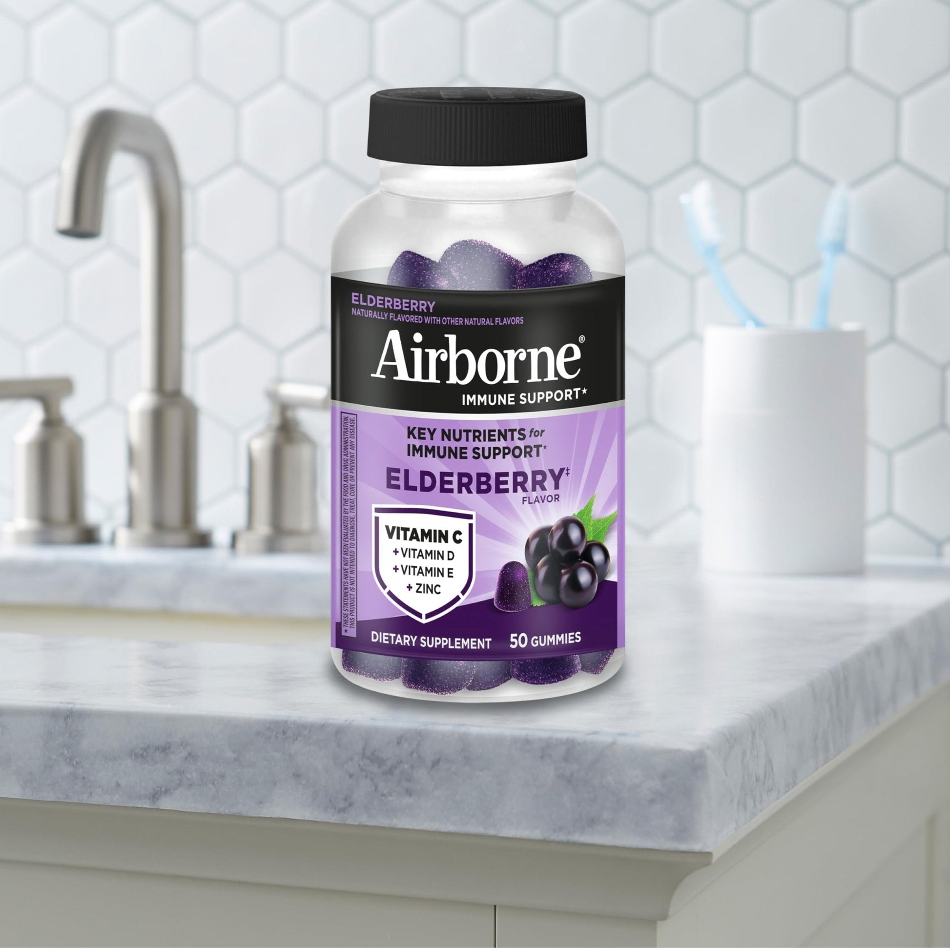 Airborne Elderberry + Zinc & Vitamin C Gummies For Adults, Immune Support Vitamin D & Zinc Gummies With Powerful Antioxidant Vitamins C D & E - PrimeBioHealth - canada supplements