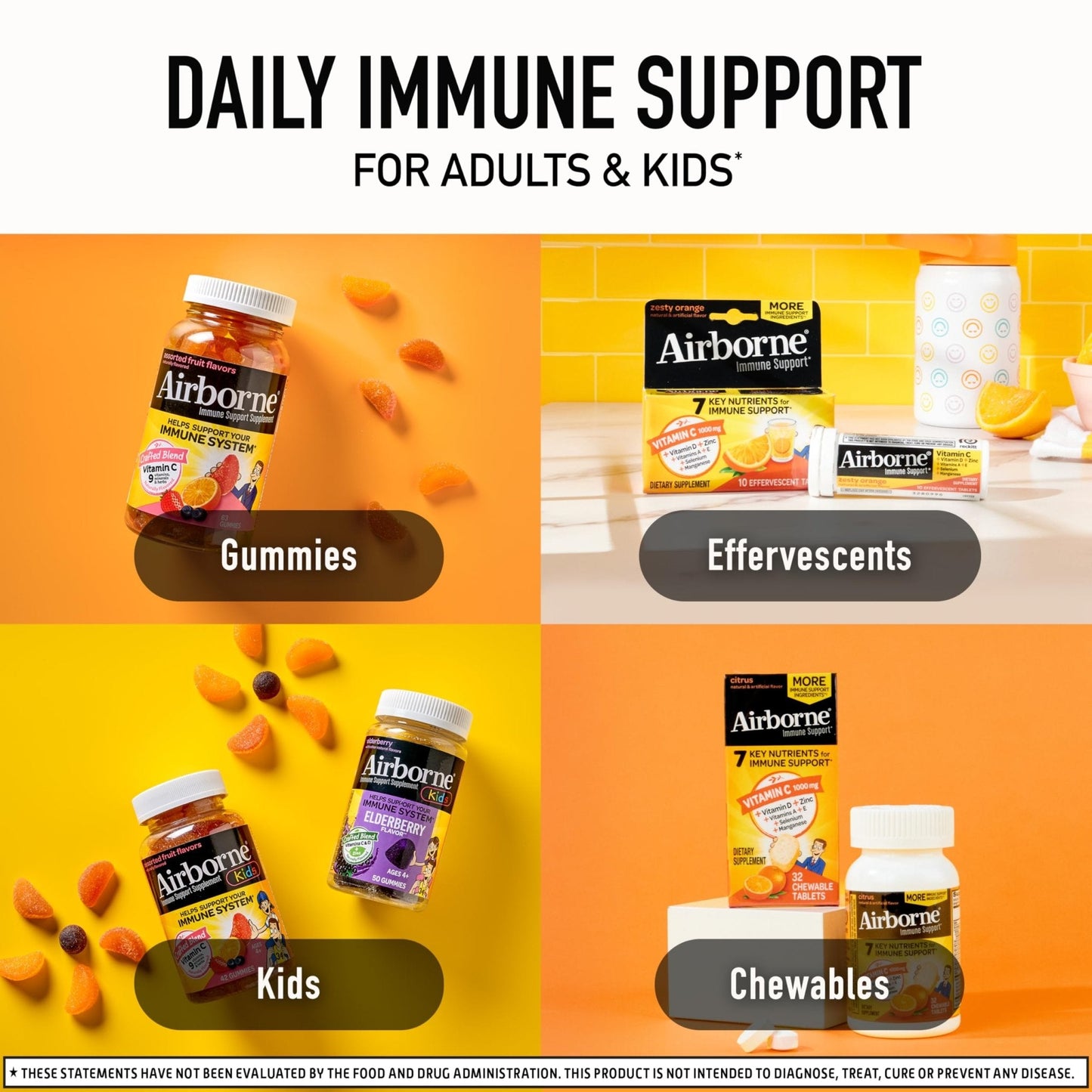 Airborne Vitamin C 1000mg (per Serving) - Citrus Chewable Tablets (116 Count in a Bottle), Gluten-Free Immune Support Supplement, with Vitamins A C E, Zinc, Selenium - PrimeBioHealth - canada supplements