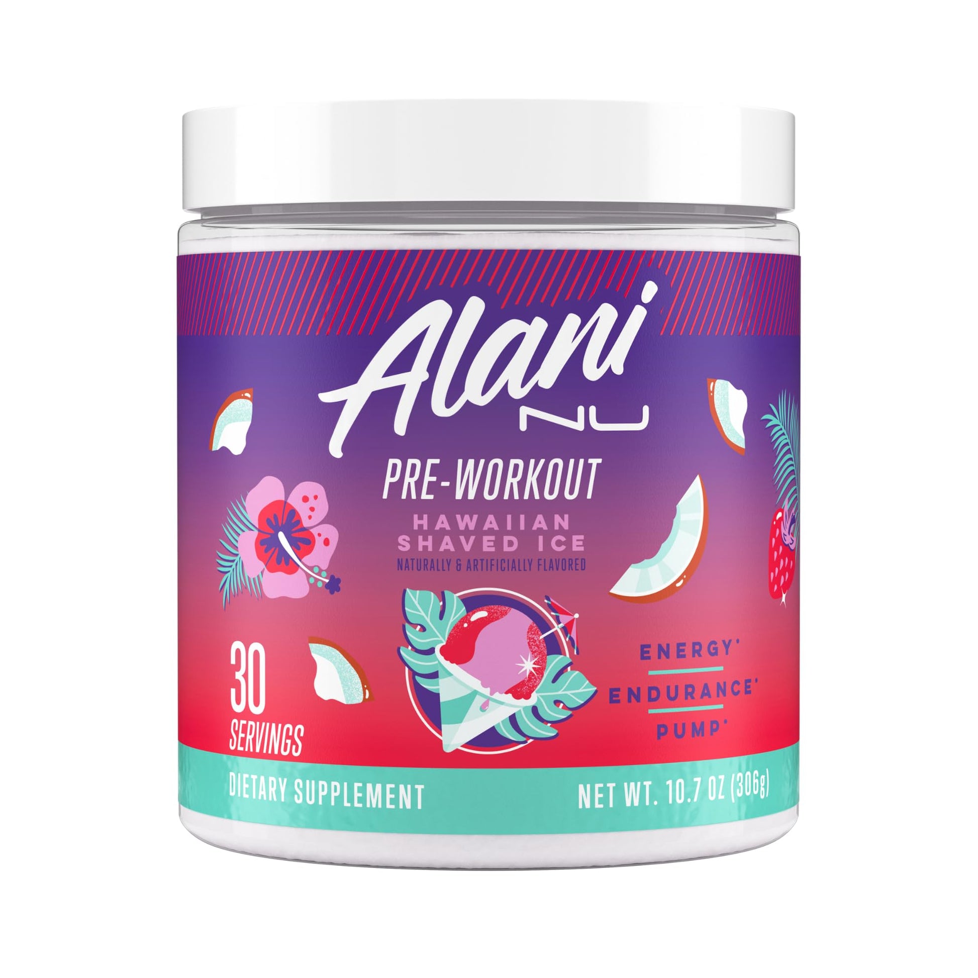 Alani Nu Pre Workout Powder Hawaiian Shaved ICE, Amino Energy Boost, Endurance Supplement, Sugar Free, 200mg Caffeine - PrimeBioHealth - canada supplements