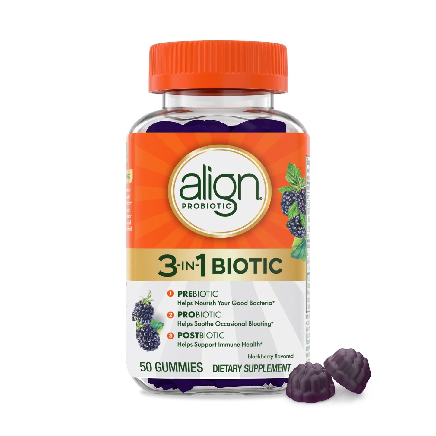 Align Probiotic, 3-in-1 Biotic Gummies, Prebiotic + Probiotic + Postbiotic, 1 Doctor Recommended Probiotic Brand‡, Helps Relieve Occasional Bloating - PrimeBioHealth - canada supplements
