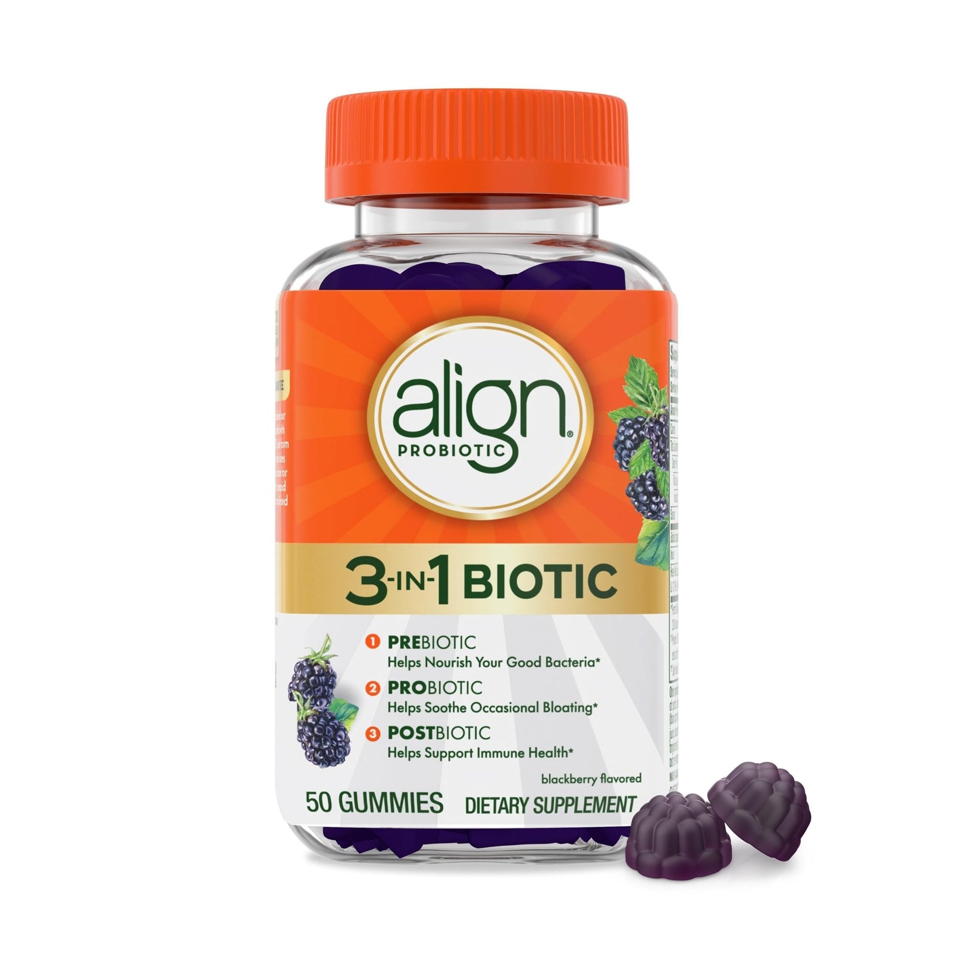 Align Probiotic, 3-in-1 Biotic Gummies, Prebiotic + Probiotic + Postbiotic, 1 Doctor Recommended Probiotic Brand‡, Helps Relieve Occasional Bloating - PrimeBioHealth - canada supplements