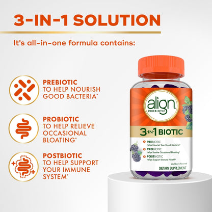 Align Probiotic, 3-in-1 Biotic Gummies, Prebiotic + Probiotic + Postbiotic, 1 Doctor Recommended Probiotic Brand‡, Helps Relieve Occasional Bloating - PrimeBioHealth - canada supplements