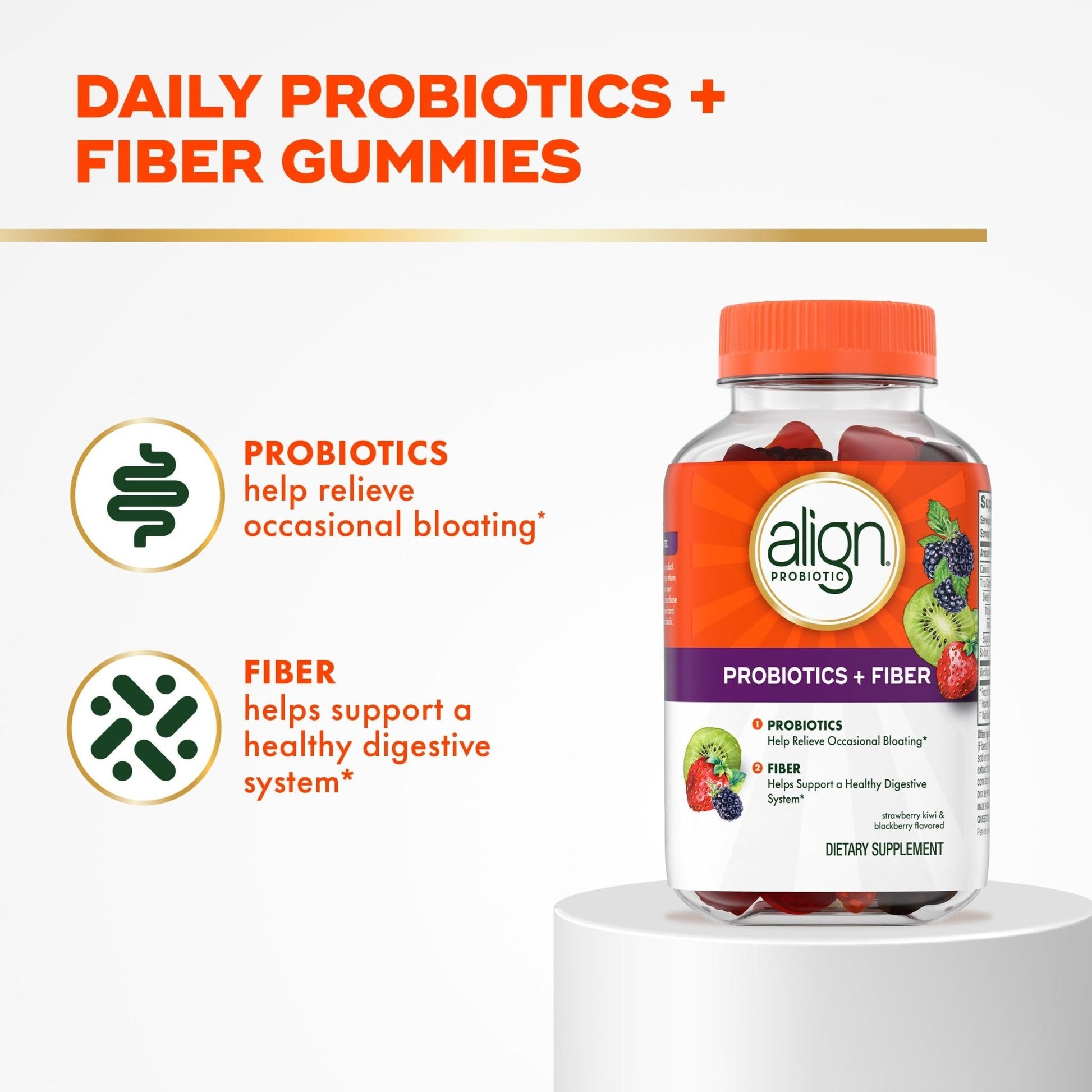 Align Probiotic, Probiotics + Fiber Gummies, Probiotics Help Relieve Occasional Bloating*, Fiber Helps Support a Healthy Digestive System - PrimeBioHealth - canada supplements