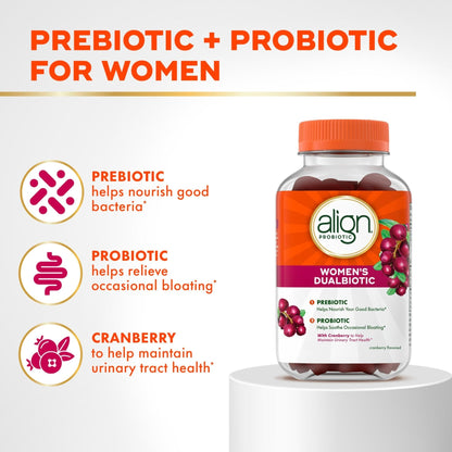 Align Probiotic, Women's Dualbiotic, Womens Probiotic Gummies, Prebiotics and Probiotics for Women, with Cranberry for Urinary Tract Health - PrimeBioHealth - canada supplements
