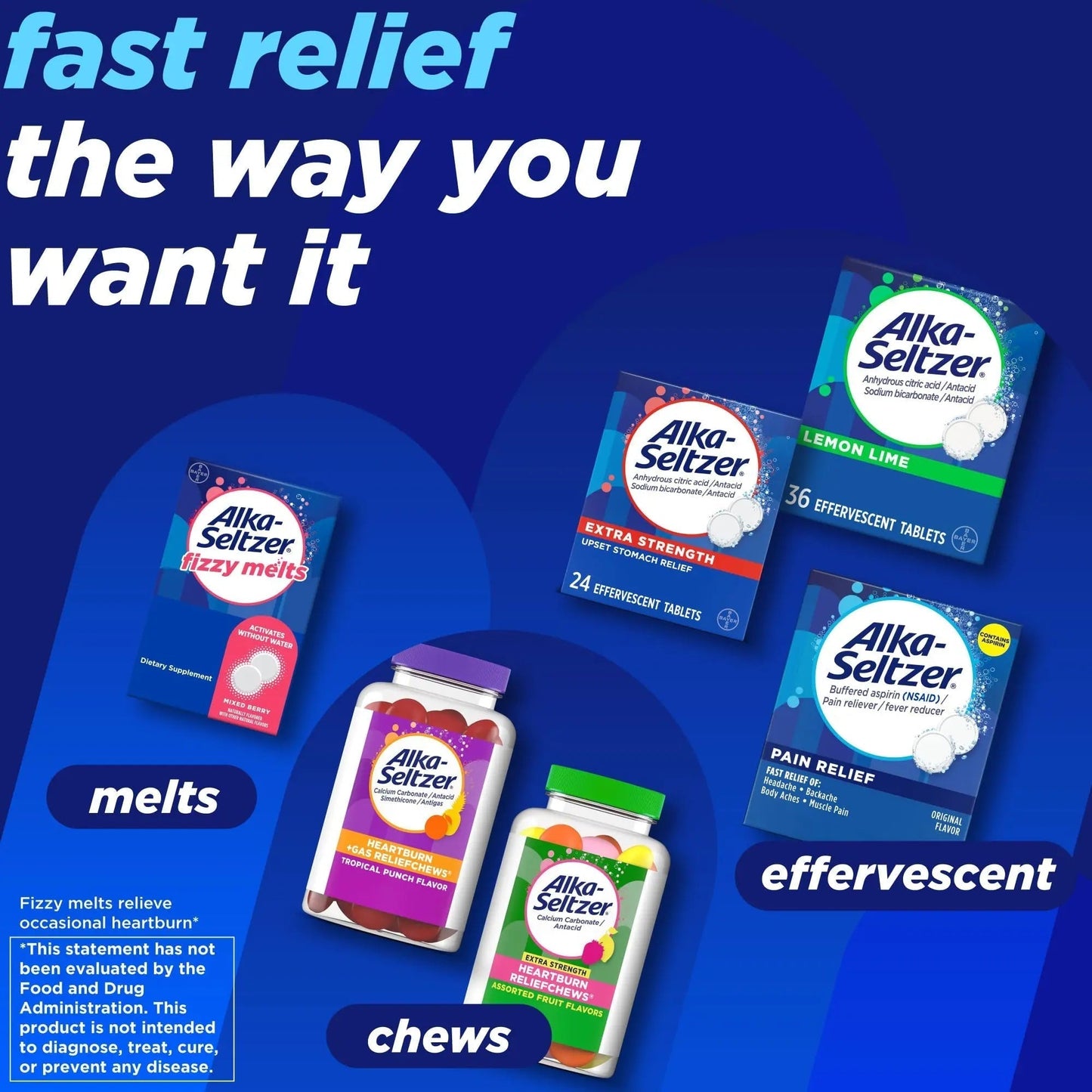 Alka-Seltzer Pain Relief, Aspirin Effervescent Tablets for Fast Pain Relief, 72 Ct - PrimeBioHealth - canada supplements