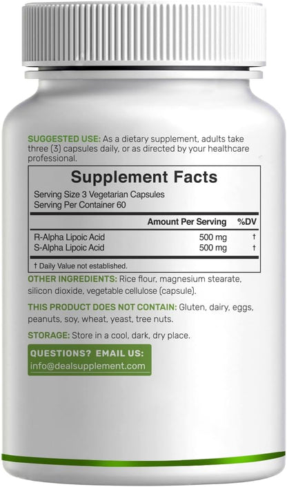 Alpha Lipoic Acid 1,000mg, 180 Veggie Capsules – 50/50 R-ALA & S-ALA for Max Bioavailability – Antioxidant Supplement – Energy & Nervous System Support – Non-GMO - PrimeBioHealth - canada supplements