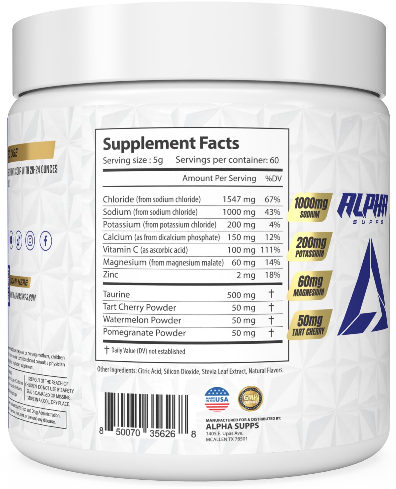 Alpha Lytes - Electrolyte Powder Daily Hydration Drink Mix - Sugar-Free, Zero Calorie Instant Formula with Trace Minerals and Antioxidants - PrimeBioHealth - canada supplements
