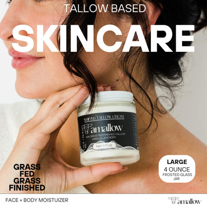 Amallow 100% Grass Fed Beef Tallow for Skin Care - Face + Body - Whipped Moisturizer - Natural Lotion, 4 FL. oz. (Vanilla Lavender) - PrimeBioHealth - canada supplements