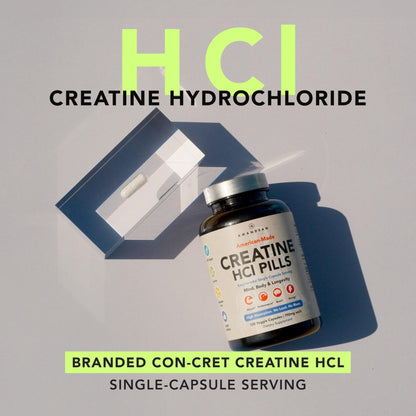 AMANDEAN Creatine HCl Pills. American Made CON-CRET. 120 Capsules. 7X Concentrated. No Bloat. Muscle, Energy, Cognitive, Recovery Support for Men & Women. Gluten Free, Non-GMO. - PrimeBioHealth - canada supplements