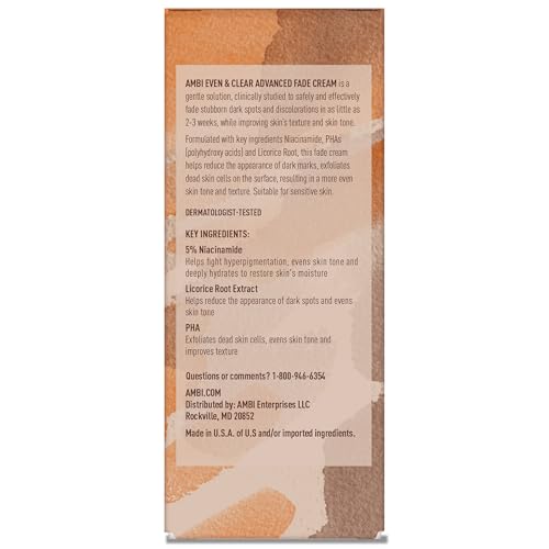 Ambi Even & Clear Advanced Fade Cream, Hydroquinone-free, Hyperpigmentation Treatment, Stubborn Dark Spot Corrector, Results In As Little As 2-3 Weeks - PrimeBioHealth - canada supplements