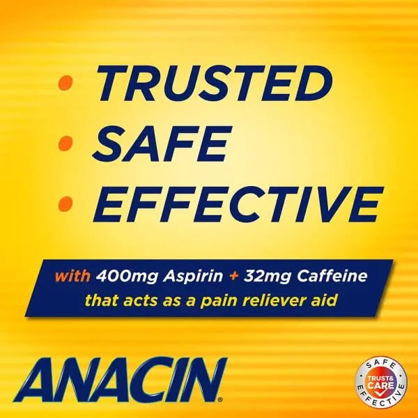 Anacin Fast Pain Relief Pain Reducer Aspirin Tablets, 200 Tabs (Value Pack of 2) - PrimeBioHealth - canada supplements