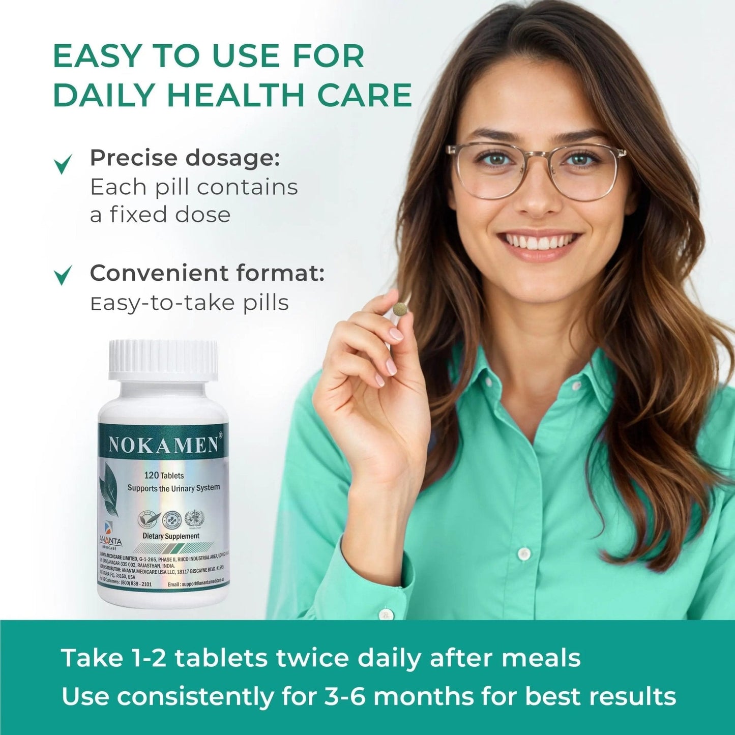 Ananta Medicare USA NOKAMEN – Kidney & Urinary Tract Support Herbal Formula, 120 Tabs - PrimeBioHealth - canada supplements