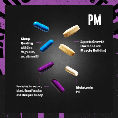 Animal PM - Sleep Aid for Adults Non-Habit Forming Relaxation Enhancer and Mood Support with Melatonin, L-Theanine, Zylaria, Zinc, Magnesium, Vitamin B6, GABA - PrimeBioHealth - canada supplements