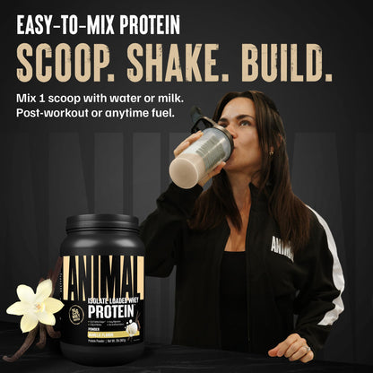 Animal Whey Isolate Protein Powder - Loaded for Pre & Post Workout Muscle Builder and Recovery with Digestive Enzymes for Men & Women - 25g Protein, Great Taste, Low Sugar - Vanilla 2 lbs - PrimeBioHealth - canada supplements