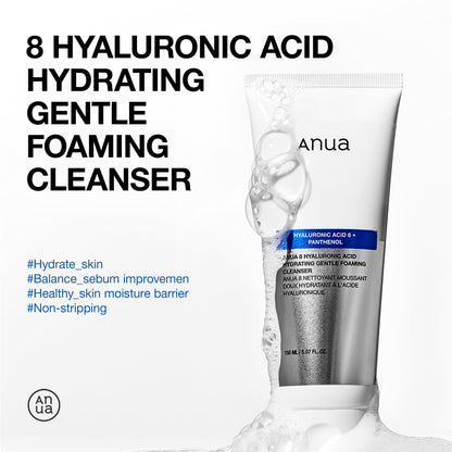 Anua Hydrating Gentle Foaming Cleanser, Hyaluronic Acid, Glycerin, Zinc, Panthenol, Korean Face Wash for Dry Skin - PrimeBioHealth - canada supplements