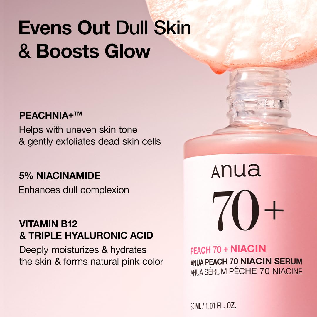 Anua Peach 70 Niacinamide Serum, Daily Glow Serum For Face, Skin Tone & Dullness Care with Vitamin B12, Lightweight - PrimeBioHealth - canada supplements