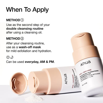 ANUA Rice Enzyme Brightening Cleansing Powder, Exfoliating Powder-to-Foam Cleanser, Smooth Texture & Clarity - PrimeBioHealth - canada supplements