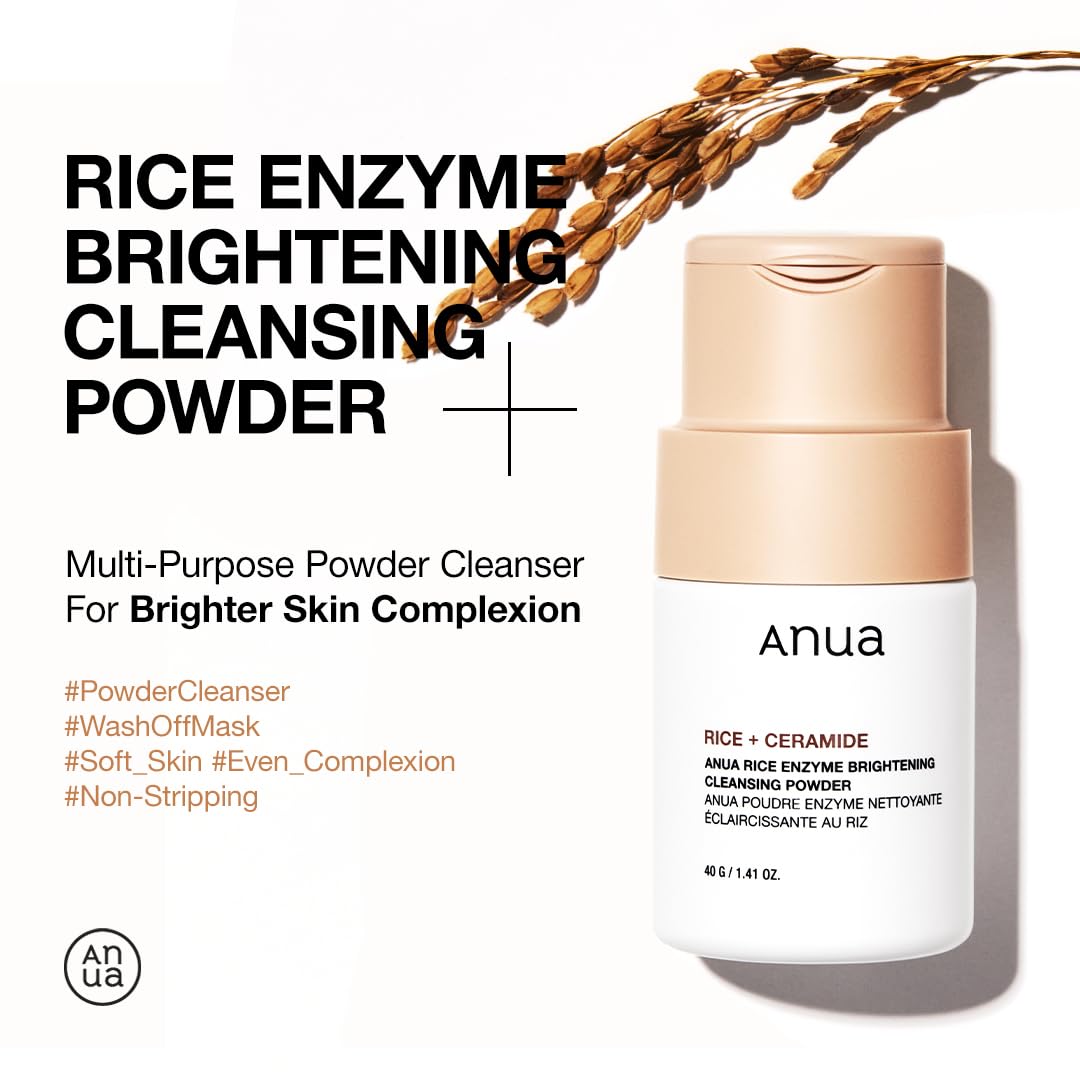 ANUA Rice Enzyme Brightening Cleansing Powder, Exfoliating Powder-to-Foam Cleanser, Smooth Texture & Clarity - PrimeBioHealth - canada supplements