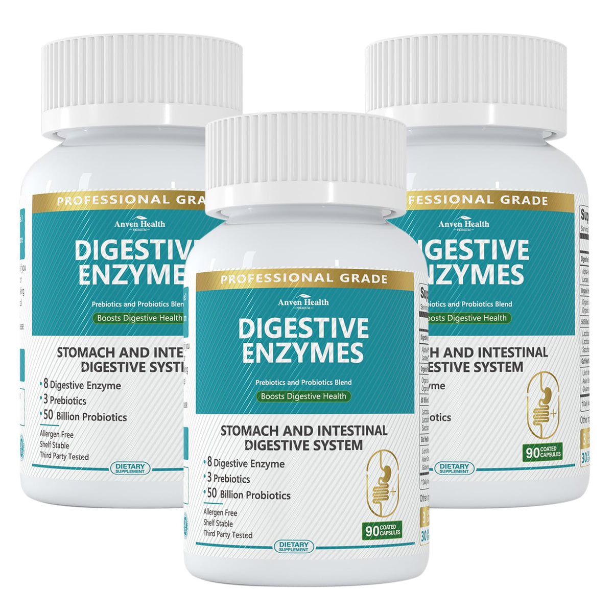 Anven Health 800mg Digestive Enzymes for Men and Women with Probiotics & Prebiotics, 8 Key Enzymes, Protease, Amylase & Lipase | 270 Capsules - A 90-Day Supply - PrimeBioHealth - canada supplements
