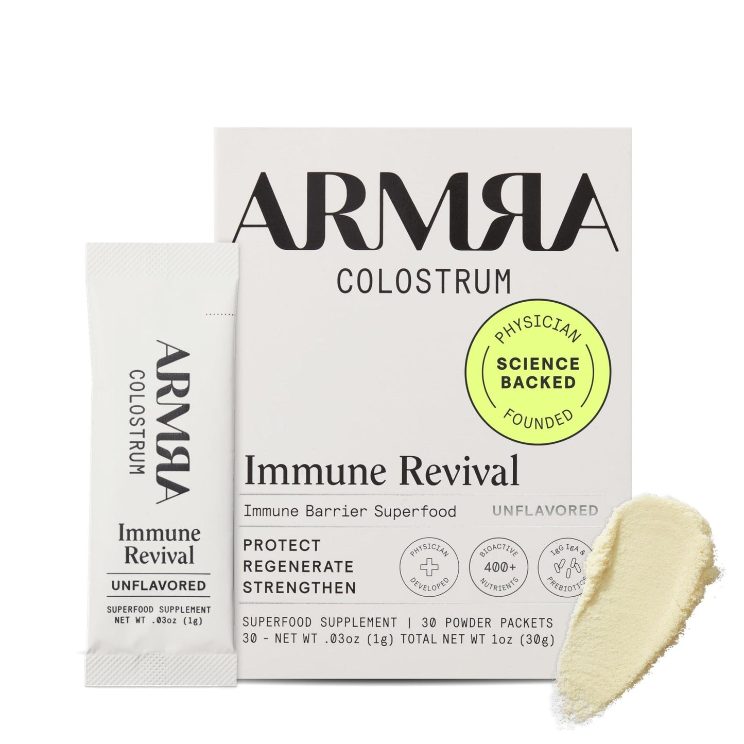 ARMRA Colostrum Powder | Unflavored | Gut Health & Bloating | Skin & Hair | Immunity | Keto, Gluten & Fat-Free | 30 Servings - PrimeBioHealth - canada supplements