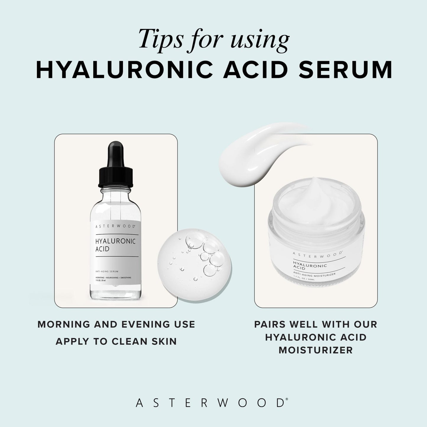 Asterwood Hyaluronic Acid Serum for Face - Plumping, Anti-Aging, Hydrating - Fragrance-Free - 1 Fl Oz - PrimeBioHealth - canada supplements