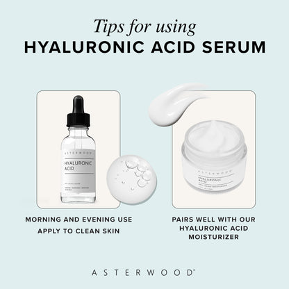 Asterwood Hyaluronic Acid Serum for Face - Plumping, Anti-Aging, Hydrating - Fragrance-Free - 1 Fl Oz - PrimeBioHealth - canada supplements