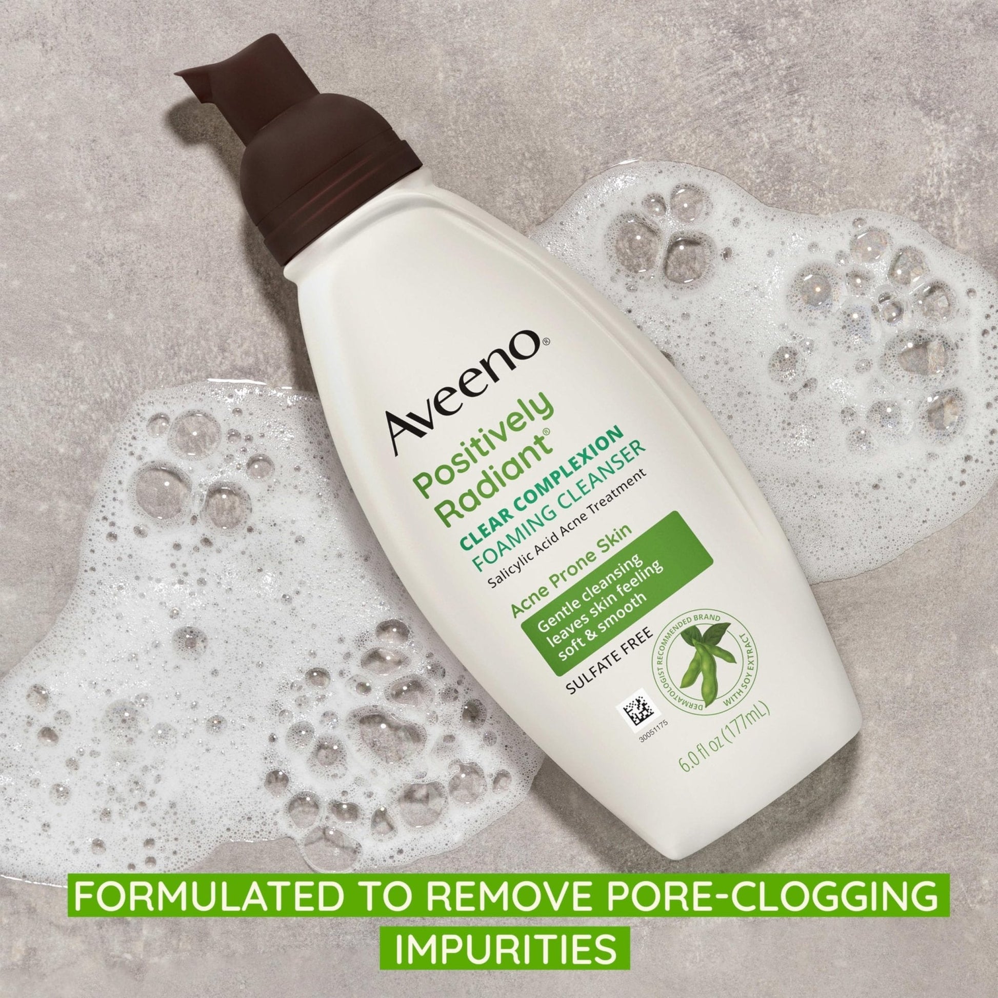 Aveeno Clear Complexion Foaming Oil-Free Facial Cleanser with Soy Extract & 0.5% Salicylic Acid, Acne Treatment Face - PrimeBioHealth - canada supplements