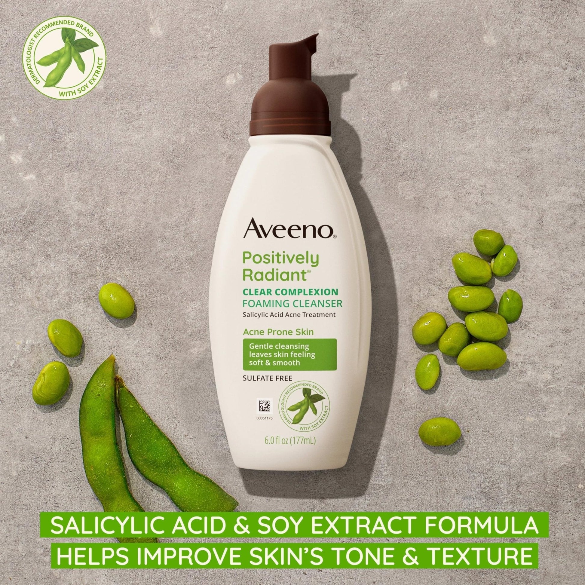 Aveeno Clear Complexion Foaming Oil-Free Facial Cleanser with Soy Extract & 0.5% Salicylic Acid, Acne Treatment Face - PrimeBioHealth - canada supplements