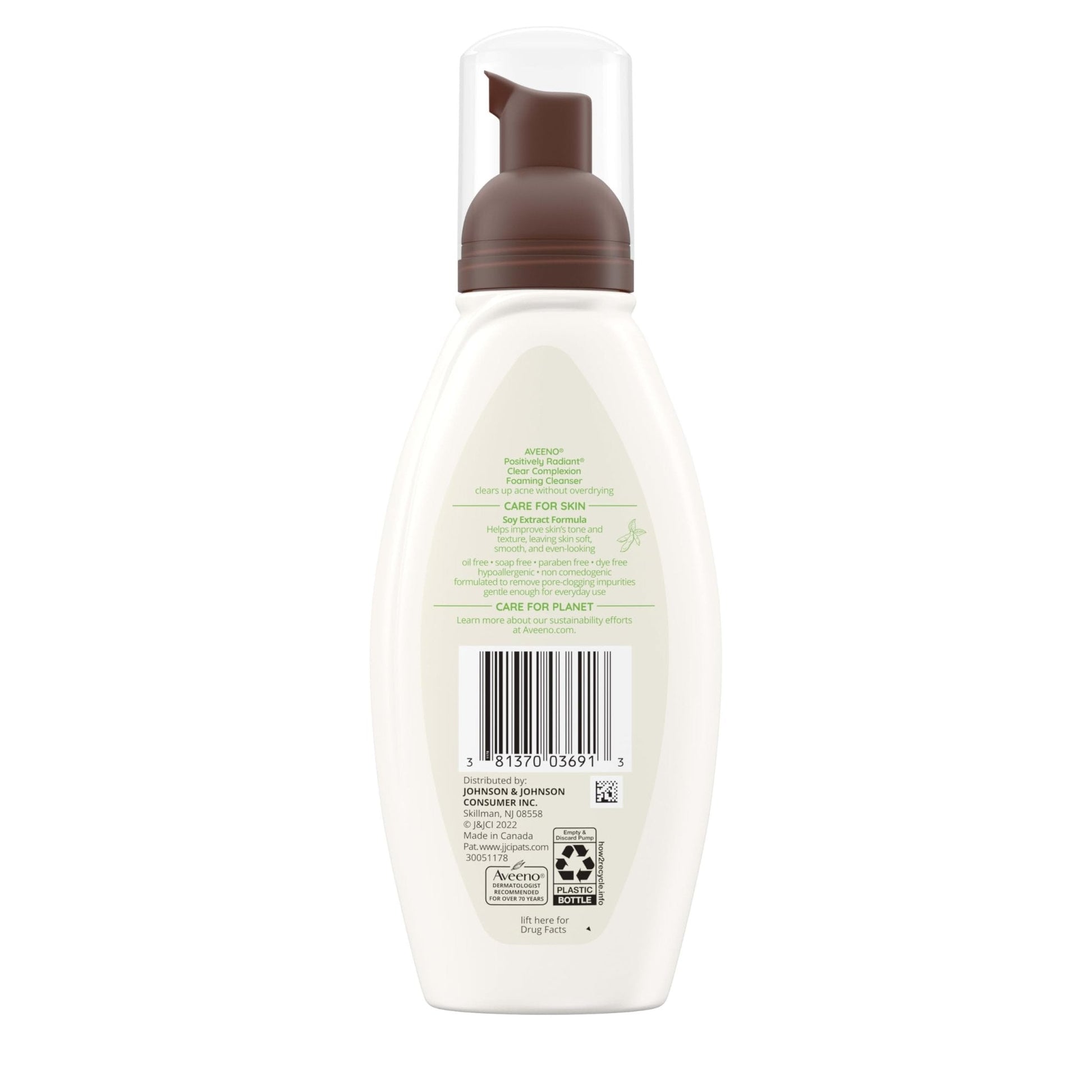 Aveeno Clear Complexion Foaming Oil-Free Facial Cleanser with Soy Extract & 0.5% Salicylic Acid, Acne Treatment Face - PrimeBioHealth - canada supplements