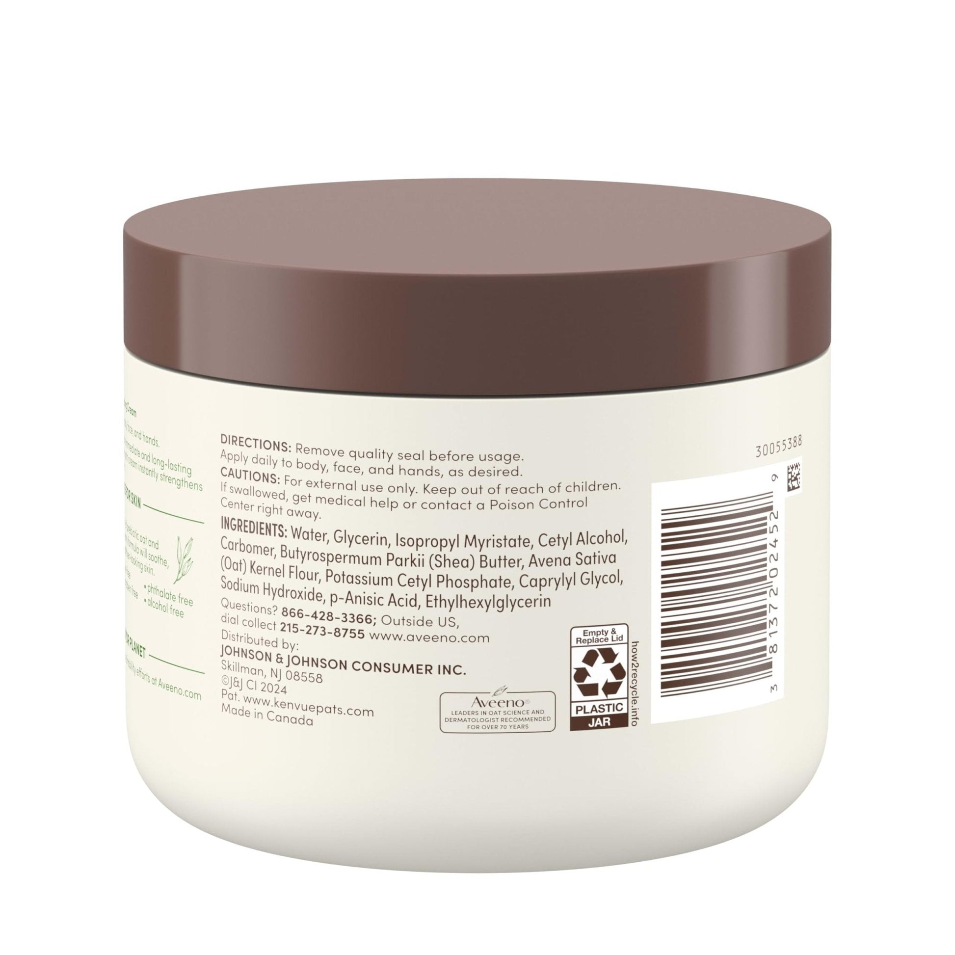 Aveeno Daily Moisturizing Cream with Prebiotic Oat & Shea Butter for Body, Face & Hands Moisturizer Cream - PrimeBioHealth - canada supplements