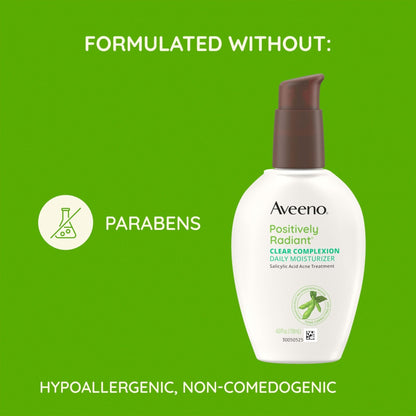 Aveeno Positively Radiant Clear Complexion Face Moisturizer, Acne Facial Moisturizer with Soy and Salicylic Acid for Oily Skin, Hypoallergenic Formula - PrimeBioHealth - canada supplements