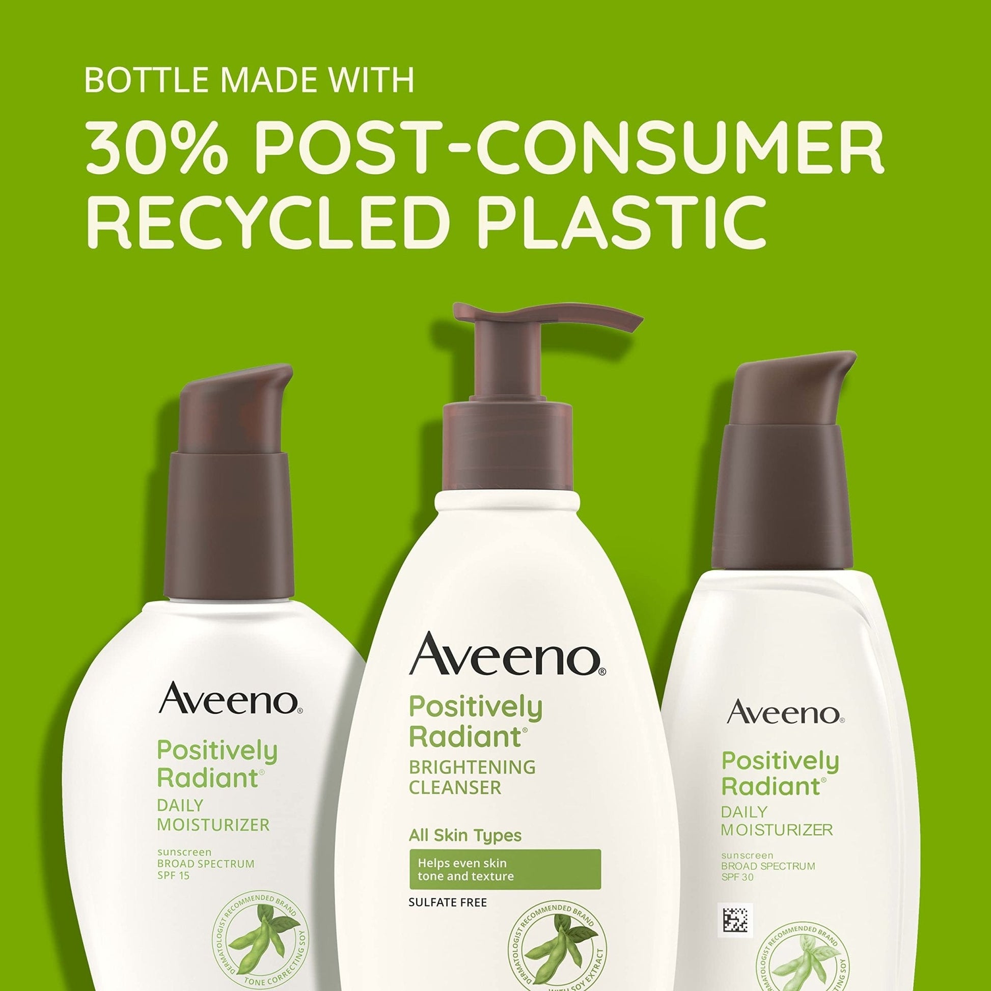 Aveeno Positively Radiant Daily Face Moisturizer with SPF 15 Sunscreen, Hydrating Facial Moisturizer with Soy Extract to Improve Skin - PrimeBioHealth - canada supplements