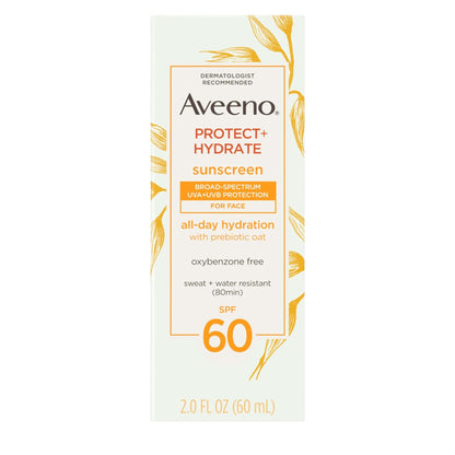 Aveeno Protect + Hydrate Face Sunscreen, SPF 60 Broad Spectrum, for Sensitive Skin, Travel Size, Water Resistant - PrimeBioHealth - canada supplements