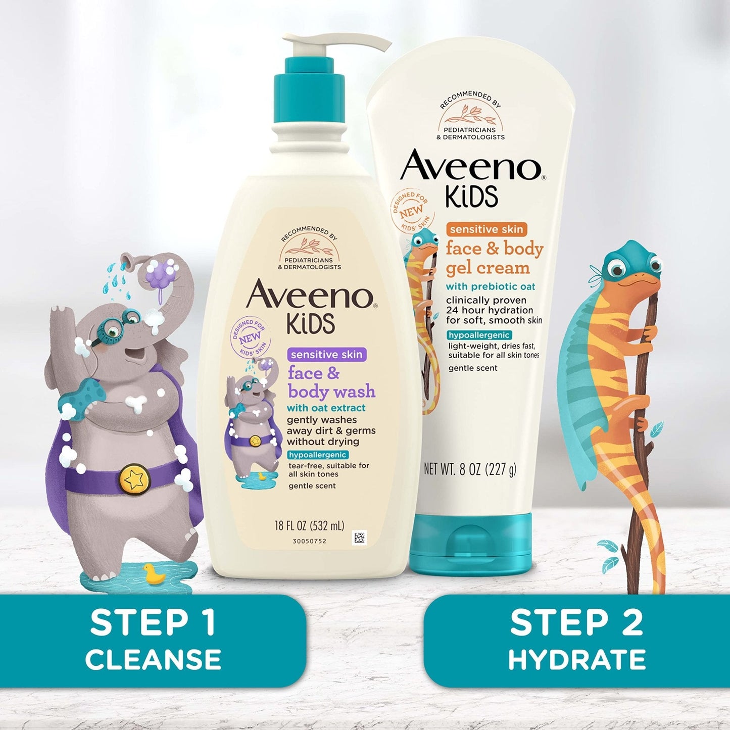 Aveeno Sensitive Skin Face & Body Gel Cream for Kids with Prebiotic Oat, Clinically Proven 24 Hour Hydration for Soft Skin - PrimeBioHealth - canada supplements