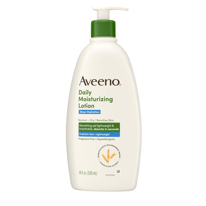 Aveeno Sheer Hydration Fragrance-Free Daily Moisturizing Lotion with Prebiotic Oat for Dry Skin, Lightweight - PrimeBioHealth - canada supplements