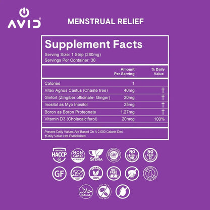 AVID Playboy - Menstrual Relief PMS Oral Strips (30 Edible Strips) Fast Dissolving PMS Cramp Relief & Hormonal Balance Strips for Women - Lemon Ginger Flavored Multi-Benefit PMS Supplement for Women - PrimeBioHealth - canada supplements