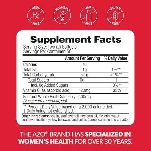 AZO Cranberry Supplement, Made with Concentrated Whole Fruit Cranberry Powder to Help Cleanse and Protect the Urinary Tract - PrimeBioHealth - canada supplements