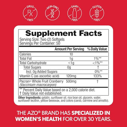 AZO Cranberry Supplement, Made with Concentrated Whole Fruit Cranberry Powder to Help Cleanse and Protect the Urinary Tract - PrimeBioHealth - canada supplements