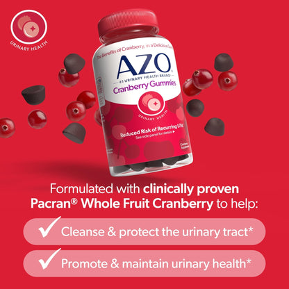 AZO Cranberry Urinary Tract Health Gummies Dietary Supplement, 2 Gummies = 1 Glass of Cranberry Juice, Helps Cleanse & Protect - PrimeBioHealth - canada supplements