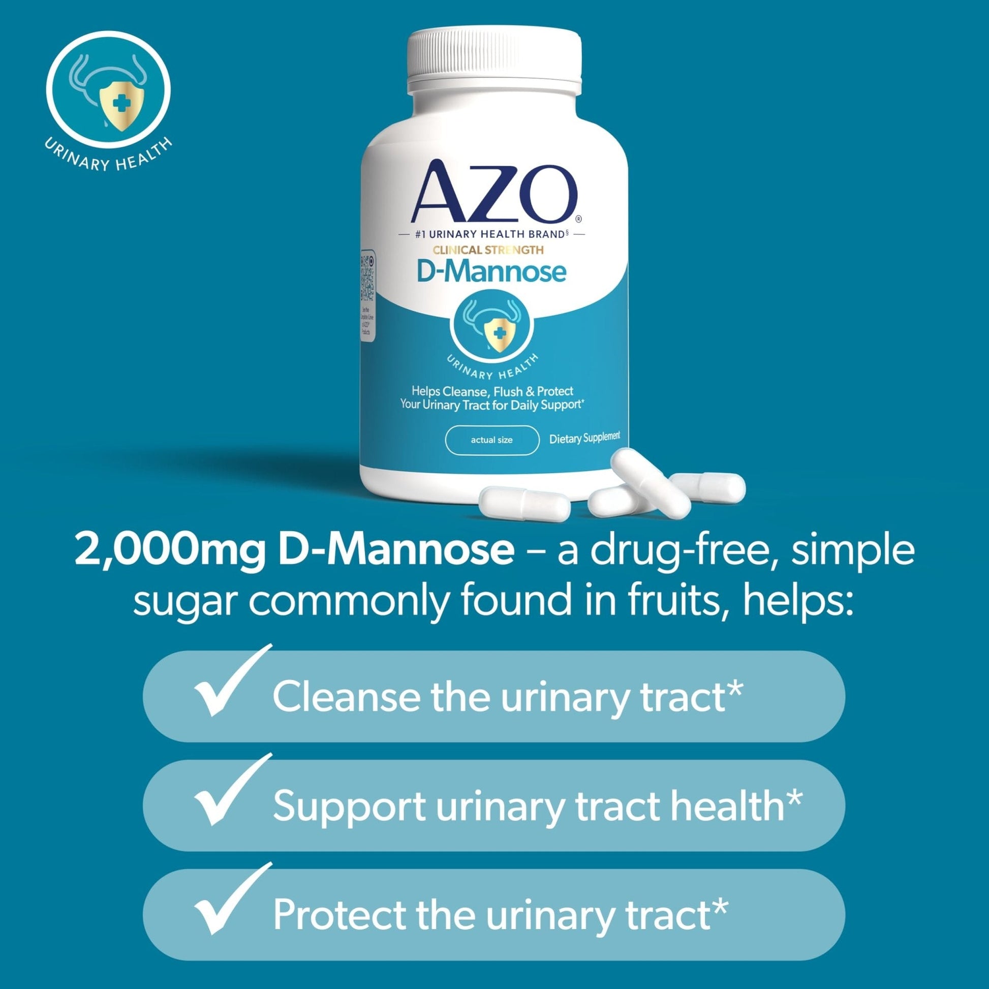 AZO D Mannose Urinary Tract Health, Cleanse, Flush & Protect The Urinary Tract, No.1 Pharmacist Recommended Brand - PrimeBioHealth - canada supplements