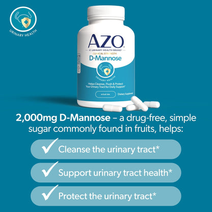 AZO D Mannose Urinary Tract Health, Cleanse, Flush & Protect The Urinary Tract, No.1 Pharmacist Recommended Brand - PrimeBioHealth - canada supplements
