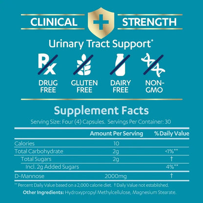 AZO D Mannose Urinary Tract Health, Cleanse, Flush & Protect The Urinary Tract, No.1 Pharmacist Recommended Brand, Clinical Strength, Non-GMO, 120 Count (Pack of 2) - PrimeBioHealth - canada supplements